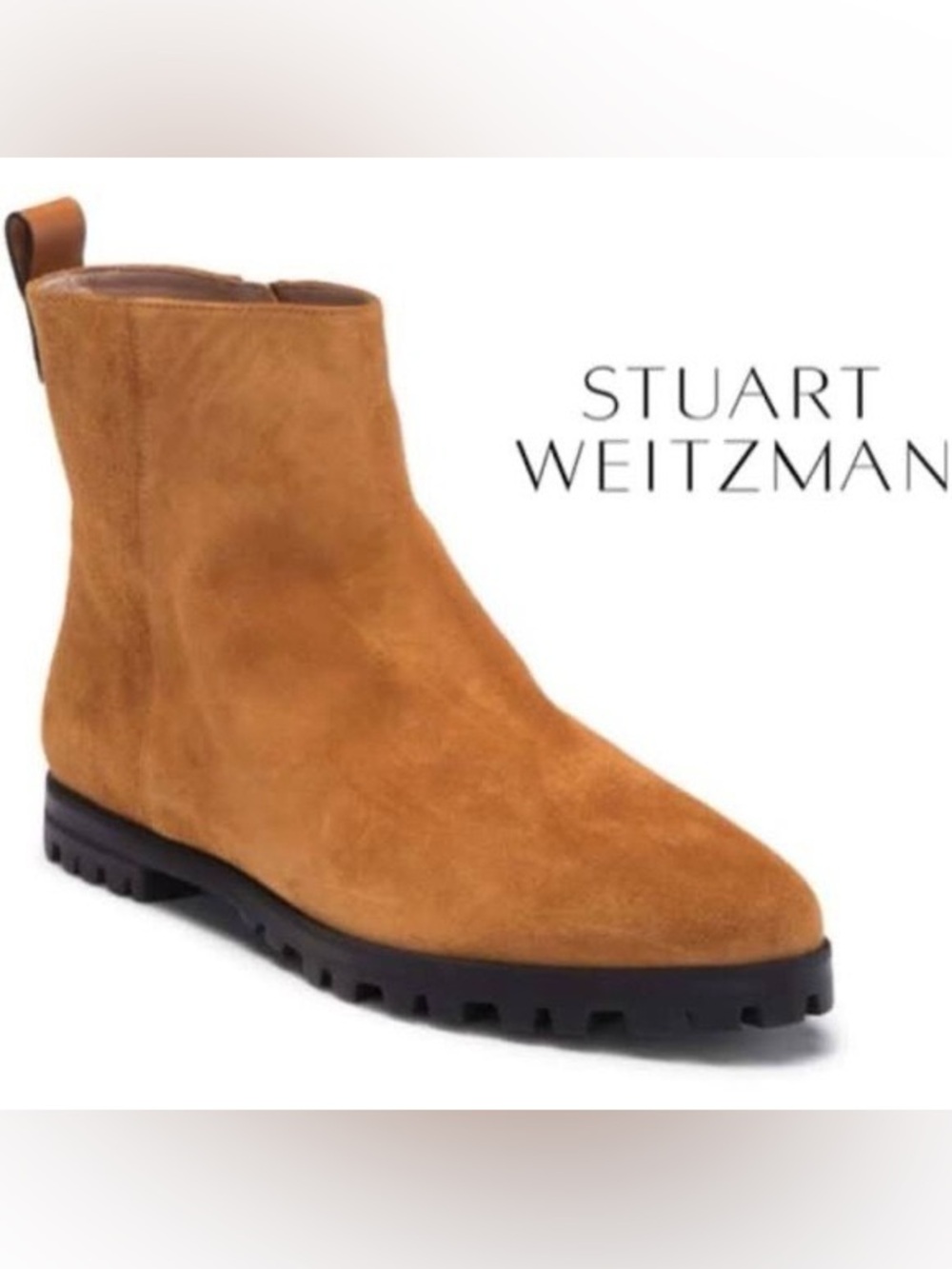 STUART WEITZMAN RILEY BIRDLE SUEDE LEATHER ANKLE BIKER MOTO LUG BOOTIES NIB 7.5